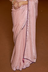 Kimora Flamingo Pink Tissue Silk Saree