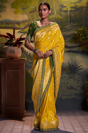 Kimora Turmeric Yellow Dola Silk Saree