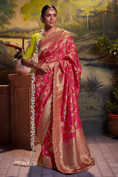 Kimora Taffy Pink Dola Silk Saree