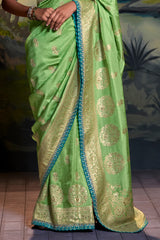 Kimora Light Green Dola Silk Saree