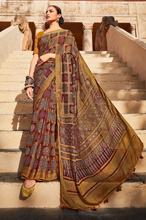 Kimora Pastel Beige Brasso Saree