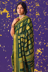 Kimora Voluminous Green Brasso Saree