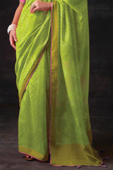 Kimora Semitropical Green Brasso Saree