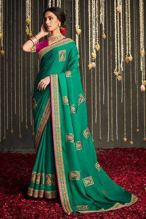 Kimora Jade Green Dola Silk Saree