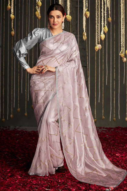 Kimora Mauve Purple Dola Silk Saree