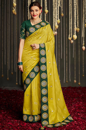 Kimora Munsell Yellow Dola Silk Saree