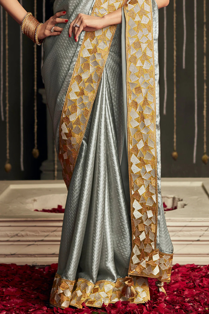 Grey Colour Silk Saree.