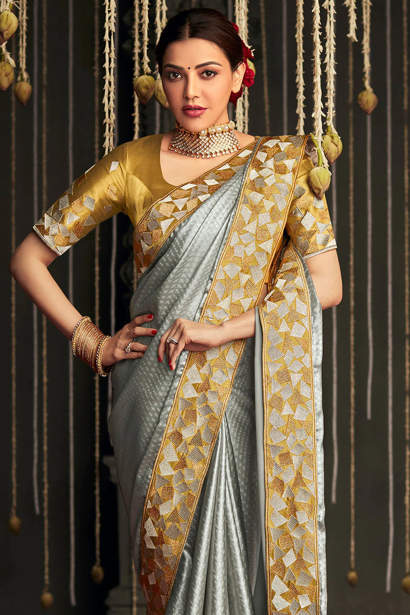 Golden Party Wear Silk Saree Color at Rs 3000 in Dehradun | ID: 19364622633