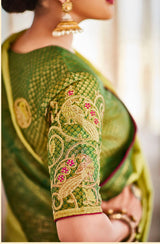 Kimora Green Colour Soft Kanjivaram Silk Saree With Designer Blouse