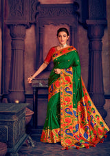 Kimora Paithani Silk Saree With Beautiful Rich Pallu And Work Blouse For Festive Wear Traditional Designer Saree