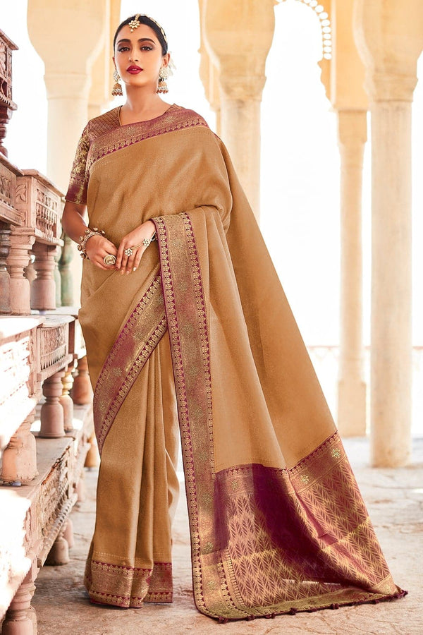 Kimora Tawny Brown Kanjivaram Saree