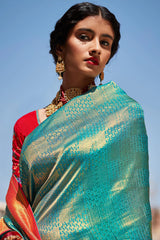 Kimora Esthetic Maya Blue Paithani Saree