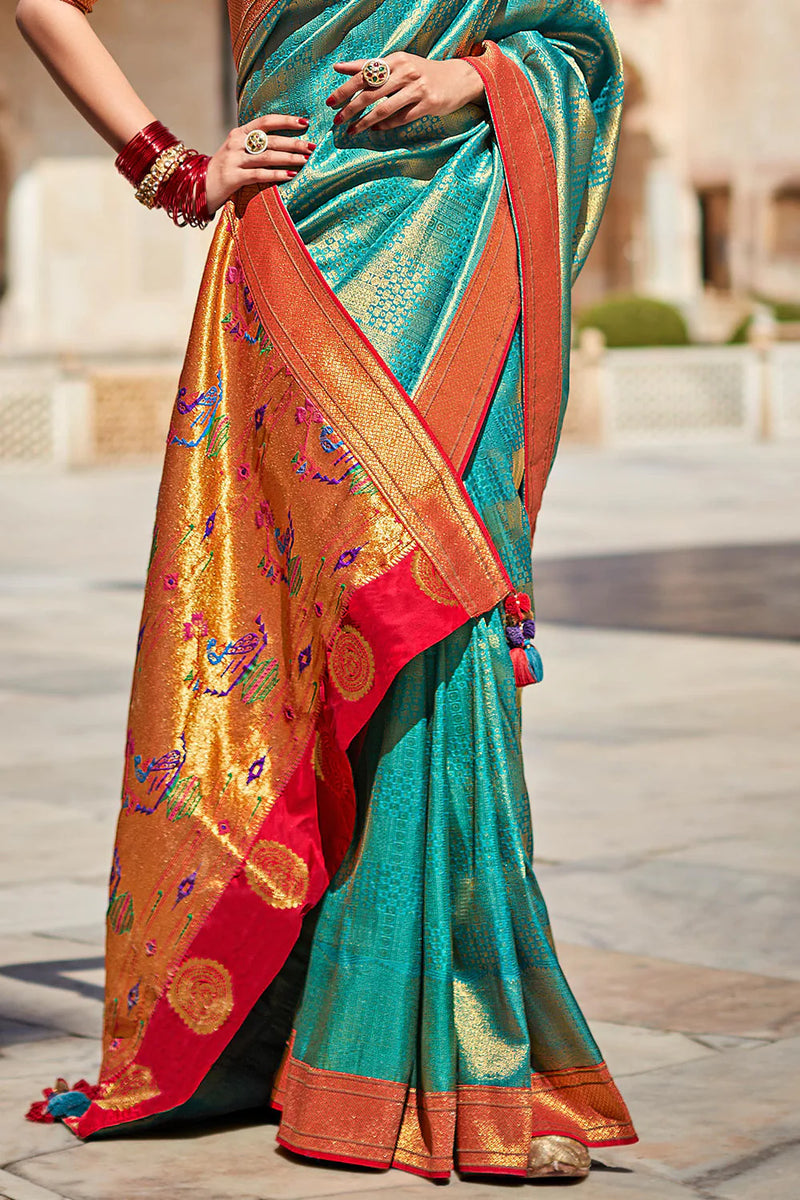 Kimora Esthetic Maya Blue Paithani Saree