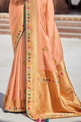 Kimora Adorable Peach Paithani Saree