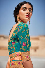 Kimora Adorable Peach Paithani Saree