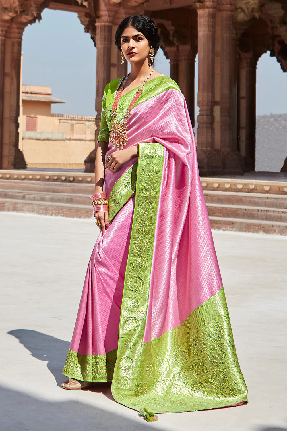 Kimora Bootylicious Watermelon Pink Paithani Saree – Kimora Fashion Pvt Ltd