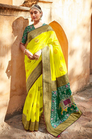 Kimora Lime Green Patola Saree