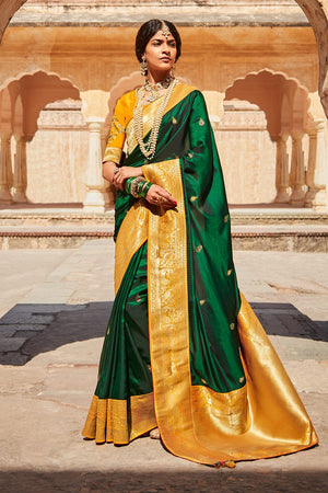 Kimora Attractive Venitian Green Silk Saree