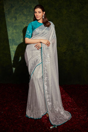 Kimora Cloud Grey South Silk Saree