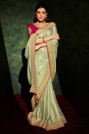 Kimora Traditional Mint Green South Silk Saree