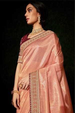 Kimora Endearing Peach South Silk Saree